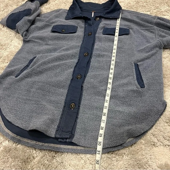 Free People | Indigo Blue Ruby Oversized Shirt Jacket size Small - Picture 13 of 14